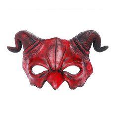 PRICES MAY VARY. Red Ram Horns Demon Mask: The realistic red devil sheep halloween mask has blood skin and scary satan horns. Glossy dark red finish with blackened effects that brings out the texture and character. The goat man half face demon masks feature with realistic appearance, it’s a good choice for you to joke with your friends or to scare someone anywhere. Half Face Design: The half face design mask does not affect breathing, and the big eye holes don't take away any peripheral vision a Demon Costume, Mask Scary, Demon Mask, Scary Haunted House, Masquerade Halloween, Mascaras Halloween, Devil Mask, Haunted House Props, Masquerade Costumes