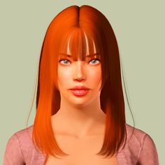 an animated woman with red hair and blue eyes