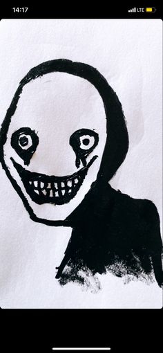 a drawing of a creepy person with an evil smile on it's face and mouth