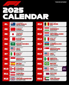 the official calendar for the 2013 australian grand prix, with flags and numbers on it