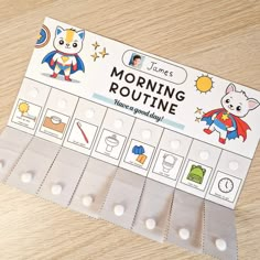 an unopened pack of morning routine cards on a table