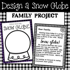 a snow globe project with the words, design a snow globe and an image of a snow globe