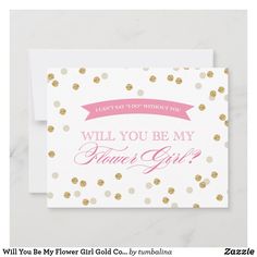 a card that says will you be my future girl? with gold dots on it