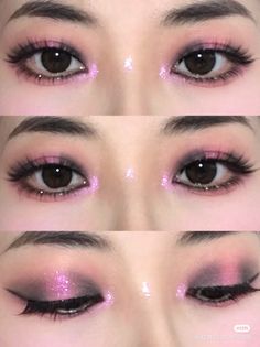 Ethereal Prom Hairstyles, Mystical Eye Makeup, Pop Punk Princess Aesthetic, Narrow Face Makeup, Soft-girl Makeup, Sage Green Douyin Makeup, Colorful Korean Makeup, Douyin Valentine Makeup, Colourful Makeup Looks Creative