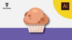 an image of a cupcake with chocolate chips on it's top and the word adobe