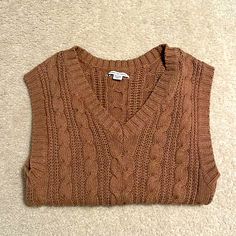 Long Brown American Eagle Sweater Vest - Knit Material (Never Worn) Vest Knit, American Eagle Sweater, Knitting Materials, Sweater Vest, American Eagle Outfitters, American Eagle, Tank Tops, Knitting, Women Shopping