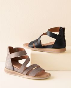 Our sleek and sporty wedge sandals are ready to go anywhere, and look especially good when paired with a linen skirt or athleisure pants. We gave them an edgy back zip and elastic gussets for ease, and crafted them in Spanish leather or suede. Exclusive. Back zip. Open round toe. Leather-wrapped footbed. Man-made sole. Spain. Casual Ankle Strap Sandals, Crossover Sandals, Athleisure Pants, Comfy Sandals, Trendy Sandals, Cork Sandals, Chic Sandals, Womens Summer Shoes, Garnet Hill