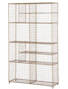 a wire shelving unit with four shelves