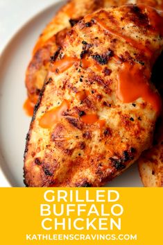 grilled buffalo chicken on a white plate