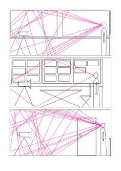 the diagram shows how to use red lines in an architectural design project, with two different areas