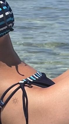 Aesthetic Sea, Self Love Tattoo, Sun Tattoos, Minimalist Tattoos, Piercing Ideas, Hip Tattoo, Tattoos Ideas, Line Tattoos, Minimalist Tattoo