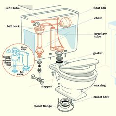 the parts of a toilet that are labeled