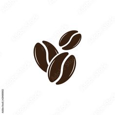 coffee beans on white background with black and white logo design for cafe, restaurant or bar