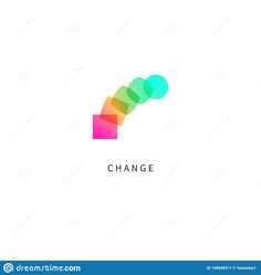 an abstract logo with the word change on it's left side and colorful shapes in the