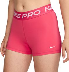 The Nike Pro Shorts are made with stretchy, sleek and supportive fabric that wicks sweat to help you stay dry and comfortable during your workout. This product is made with at least 50% recycled polyester fibers. Fit & Design: Tight fit for a body-hugging feel Medium support: feels like a snug hold to keep everything in place Mid-Rise: sits just below your natural waist (smallest part of your torso) Nike Dri-FIT technology helps you stay dry, comfortable and focused A wide, mid-rise elastic waistband feels supportive around your core Womens Athletic Outfits, Nike Pro Women, Nike Pro Shorts, Youth Sports, Shorts Nike, Active Wear Shorts, Athletic Apparel, Athletic Outfits, Intense Workout