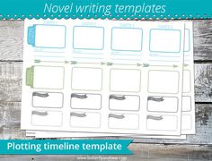 a printable plot sheet with the words, novel writing templates and arrows on it