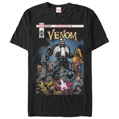 Get up close and personal with your favorite anti-hero on the Marvel Venom Lethal Protector Pile Men's T-Shirt. A detailed comic book cover shows off Venom and a pile of his opponents across the front of this men's Venom tee shirt. Size: xl. Color: black. Gender: male. Age Group: adult. Pattern: Superheroes. Material: Cotton. Venom Comic Book, Daredevil Shirt, Venom Lethal Protector, Venom Comic, Lethal Protector, Superhero Man, Iron Fist Marvel, Venom T Shirt, Venom Comics