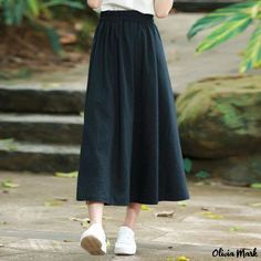 Olivia Mark - Comfortable High Waist Long Skirt with Sash Long Dress Patterns, Linen Midi Skirt, Midi Skirt With Pockets, High Waist Long Skirt, Tulle Tutu Skirt, Paneled Skirt, Dress Stretch, Strappy Dress, Half Skirt