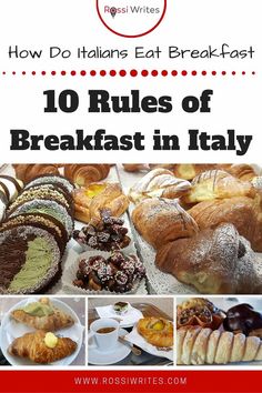 the cover of how do italian eat breakfast? with pictures of breads and pastries