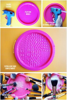 Uma ótima ideia para ajudar na hora de lavar os pincéis de maquiagem Спонж Beauty Blender, Make Up Diy, How To Use Makeup, Alat Makeup, Simple Makeup Tips, How To Clean Makeup Brushes, Clean Makeup, Beauty Blender