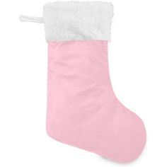 a pink and white christmas stocking on a white background