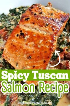 Spicy Italian Tuscan Salmon recipe Tuscan Salmon Recipe, Tuscan Salmon, Cheeseburger Pie, Healthy Salmon Recipes, Healthiest Seafood, Salmon Dinner, Baked Salmon Recipes, Seafood Soup, Salmon Recipe