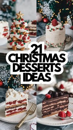 twelve christmas desserts with the words, 21 christmas desserts ideas