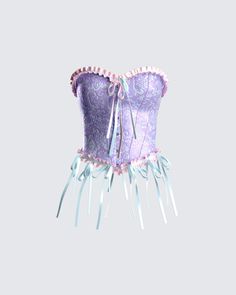 Get used to the royal treatment in this blue and pink, ruffled corset top 👑 A Queen deserves it all, so don't take anything less 😘 Sweetheart Corset Top, Sweetheart Corset, Corset Outfits, Dream Items, Strapless Ruffle Dress, Couples Halloween Outfits, Lace Corset Top, Blue Corset, Pastel Goth Fashion