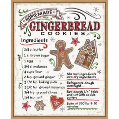 a recipe for gingerbread cookies on a white background