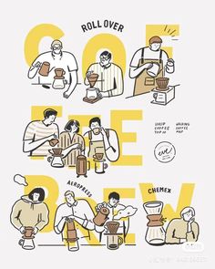 an image of some people doing different things in the same language, including coffee and other things