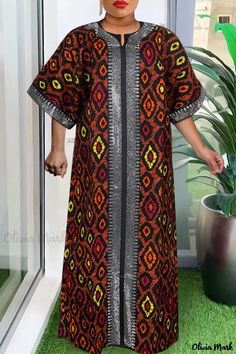 Olivia Mark - Relaxed African-Inspired Maxi Dress for Women's Vacation Style African Print Dress Ankara, Vacation Dress, African Print Dress, African Print Dresses, Africa Fashion, Vacation Wear, Plus Size Maxi, Japanese Cotton, African Wear