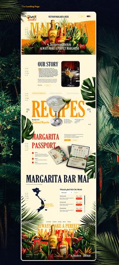 the menu for margarita bar ma is displayed in front of some tropical plants and trees