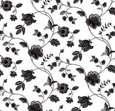 a black and white flower pattern on a white background