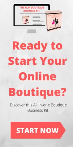 an advertisement with the words ready to start your online boutique? and a computer screen