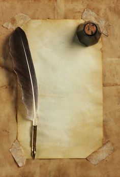 an old paper with a quill and ink pen on it royalty illustration stock images