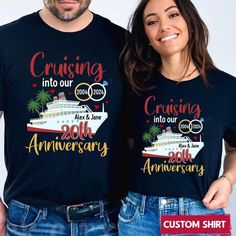 Personalized Anniversary Cruise Shirts, Anniversary Cruise Shirts,Cruise Couple Shirts,Cruising 2024,Personalized Couple Gifts,Couple Cruise ❤ How to Order * Select the shirt size & color from Drop-down menus * Add your text/ personalization request (optional) * Select the quantity * Click the "Proceed to Check Out" button ❤ Product details: Heavy weight fabric Classic unisex makes this an easy fit Size up if you want something roomier Our shirts include: - Sport Grey And Antique Heathers: 90% Cotton | 10% Polyester - Safety Colors And Heathers: 50% Cotton | 50% Polyester - Another colors: 100% cotton Machine wash cold inside out with like colors, tumble dry low for easy care ❤ Care Instruction * Turn inside out. Machine wash cold. Tumble dry low. * Do not bleach. Do not iron directly on t Couple Cruise, Anniversary Shirts, Anniversary Cruise, Gifts Couple, Cruise Gifts, Cruise Shirts, Personalized Couple Gifts, Couples Anniversary