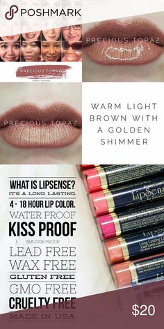 Precious Topaz-Lipsense Color New, unopened Precious Topaz Lipsense color. .25 fl. oz.  ‼️Price firm unless bundled with another item. LipSense Makeup Lipstick Makeup Lipstick, Lip Colors, Home Design, Topaz, Wax, Women Shopping, Color, Design