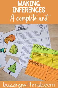 an image of making inferences with the words, complete unit and pictures on it