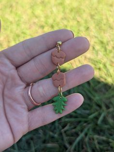 Acorns Drop Earrings. Gold plated hardware. Terracotta and Green shimmering clay Acorn Cap Earrings, Brown Dangle Earrings Nature-inspired, Resin Acorn Pendants, Fairy Acorn Necklace, Silver Acorn Earrings, Terracotta And Green, Drop Earrings Gold, Drop Earring, Earrings Gold