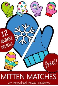 the mitten matches are free for all preschool and pre school students to print out