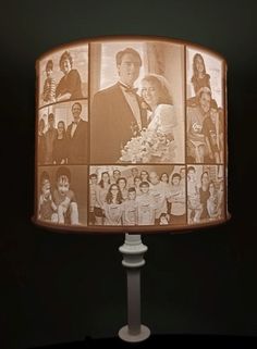 a lamp that has pictures on it