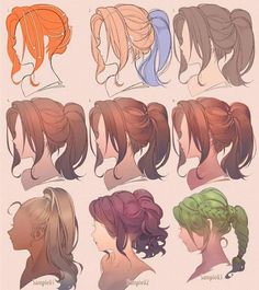 the different hairs styles are shown in this drawing style chart, which shows how long and short hair can be