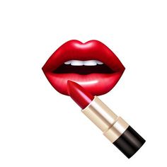 a red lipstick with its mouth open on a white background