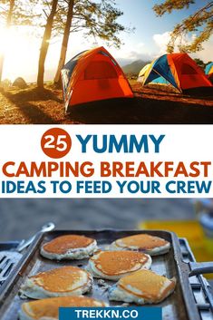 the camping breakfast is ready to be eaten