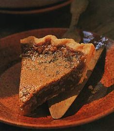 two slices of chocolate pie on a plate