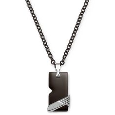 Spice up your wardrobe with this modern take on the classic dog tag for men. Made from polished black stainless steel, the pendant features a simple notch and a sleek silver-toned clamp for a bold, edgy look. Designed in Denmark. Wooden Jewelry Stand, Mens Leather Necklace, Braided Leather Necklace, Cable Chain Necklace, Wear Necklaces, Square Rings, Viking Jewelry, Jewelry Stand, Leather Key