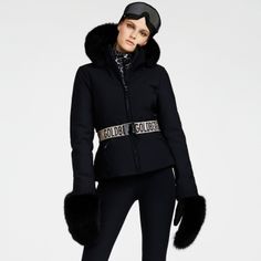 Golbergh Hida Fur Womens Ski Jacket in Black Designer Ski Wear, Snow Gear, Ski Suit, Ski Suits