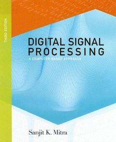 a book cover with the words digital signal processing written in black and orange on it