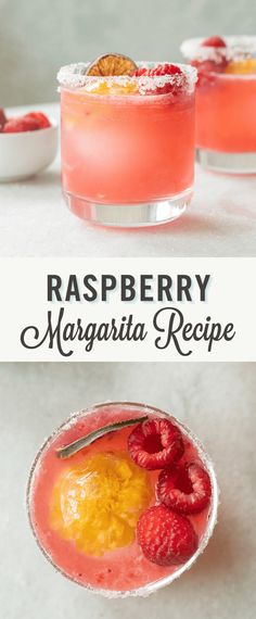 raspberry margarita recipe in small glasses