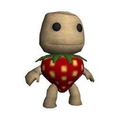 a cartoon character with a strawberry on his chest